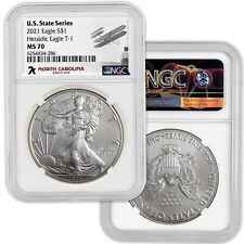 New Listing2021 American Silver Eagle Type 1 - NGC MS70 7K US State Series North Carolina