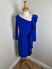 Vintage Joseph Ribkoff electric blue dress midi shift pencil Y2k 00s S UK8