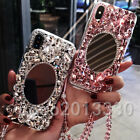 Mirror Soft Bling Women Phone Case , 3D Sparkly Diamonds Cover & Crystal Lanyard