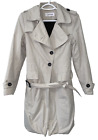 CALVIN KLEIN Womens XS Belted Softshell Trench Coat Button-Up Off-White