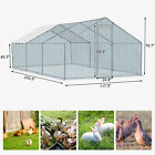 Large Metal Chicken Coop Walk-In Chicken Run 10x20x6.6 ft Peaked Roof w/Cover
