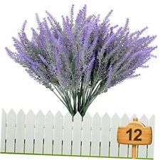 12pcs Lavender Flowers Artificial Outdoor UV Resistant Fake Flowers for