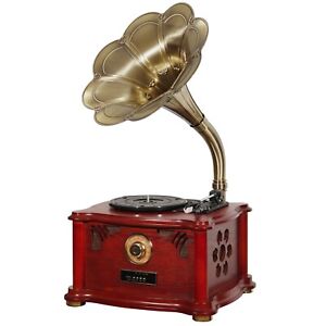 Retro Turntable Vintage Phonograph Gramophone Copper Horn Accessory RecordPlayer