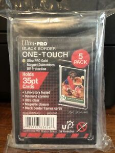 Ultra Pro One-Touch Magnetic Card Holder BLACK BORDER 35pt Point, 5 Pack