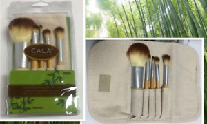 Cala Naturale Bamboo Make Up Brush Set 5 PC Pouch Travel Set