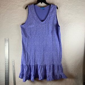 Fresh Produce Women's Blue Cotton Sleeveless Ruffle Mini Sundress Size 3X 9175