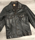 Vintage Levi's Black Tab Leather Trucker Jacket - Dark Brown -Size S [p2p 18.5