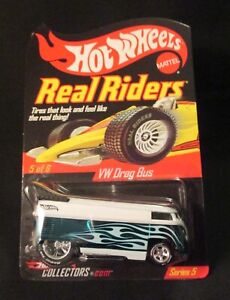 Hot Wheels 2006 RLC Real Riders VW Drag Bus Shiny & Blue with Flames