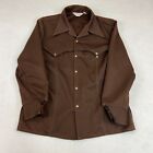VINTAGE Wrangler Jacket Mens Large Brown Polyester Pearl Snap Western Suit Top
