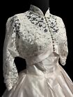 Vintage 1950's Dupion Silk Pristine Wedding Dress Cupcake Lace
