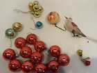 German Antique Glass Clip On Bumpy Mohawk Bird & Red Vintage Ornaments