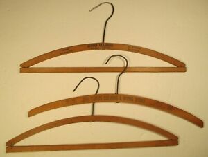 Vintage Lot of 3 Wood Clothes Hangers Sunset Cleaners San Francisco San Carlos