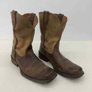 Ariat Men's Western Boots Square Toe Cowboy Brown Leather Size 10.5D Preowned