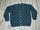 VINTAGE ANNE DALY IRELAND CHUNKY KNIT CARDIGAN BLUE TEAL HEAVY WOOL SWEATER XXL