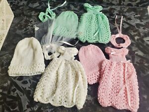 Vintage Hand Made Crochet Knit Barbie Size Doll Clothing Lot Bridal Dresses