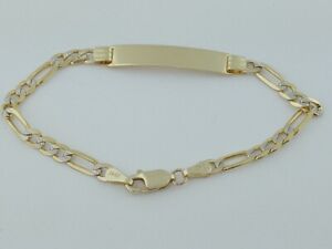 14K Solid Gold Baby ID Bracelet White Pave 14K ID Bracelet 4.5 gr 6