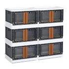 Plastic Shelves Organizer, Folding Storage Box, Collapsible 8.4 Gal 6 Pack