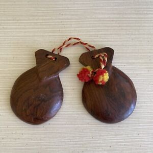 Vintage Wood Castanets Spain Mexico