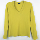 Magaschoni Womens Cashmere Sweater Size S. Chartreuse Green V neck Soft Spring