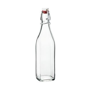 Bormioli Rocco Swing 33.75 Ounce Square Bottle, Stopper Leak Proof Seal