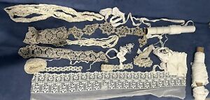 Lot Bundle ~ Antique Vintage Victorian netting French Insertion lace Trim