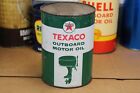 FULL ~ NICE ~ GRAPHIC ~ dated 1959 TEXACO OUTBOARD MOTOR OIL Old 1 qt. Metal Can