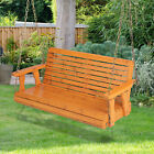 2-Person Porch Swing Bench w/ Slightly Inclined Backrest & Curved Seat Orange