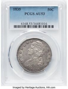 1835 Capped Bust Half Dollar 50C, PCGS AU53, About Uncirculated