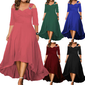 Plus Size L-5XL Women Maxi Dress Ladies Evening Cocktail Party Swing Ball Gown