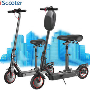 iScooter 350W/500W Adult Foldable Electric Scooter Long Range High Speed W/ Seat