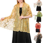 Long Chic Tulle Sequin Embroidered Wedding Shawl Wrap Pashmina Party Evening