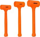 Blow Hammer Set, 3pc Neon Orange Deadblow Mallet, 1lb, 2lb, 3lb Hammers