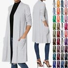 TheMogan S~3X Casual Long Sleeve Pocket Open Front Jersey Knit Cardigan Duster