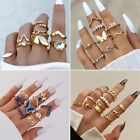 Fashion Women Boho Gold Star Moon Crystal Finger Knuckle Rings Set Party Jewelry