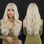 Cosplay Wigs With Bangs Bleach blonde Heat Resistant Hair Long Wavy