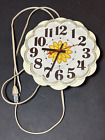 Vintage 1960s Model 2197 GE General Electric Cream Daisy Flower Wall Clock