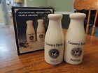 New ListingVintage Country Fresh Milk Bottle Salt and Pepper Shakers Ceramic Original Box