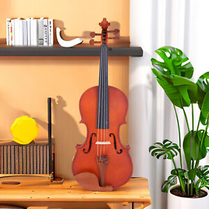 4/4 Full Size Natural Acoustic Matte Violin Set w/ Tuner,Rest Shoulder & Strings