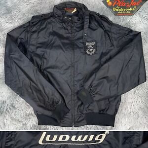 Vintage 80’s LUDWIG Musser Total Percussion Black Cafe Racer Windbreaker Jacket