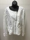NWT Lucky Brand Women's White WOVEN Full ZIP UP Cardigan Sweater Jacket, Size XL