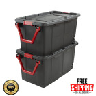 Sterilite 40 Gallon Wheeled Industrial Tote Plastic Black Set of 2 Storage Boxes