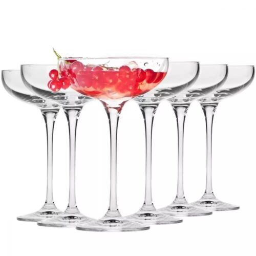 Krosno Coupe Glasses for Champagne Cocktail Saucer | Set 6 | 240 ml | Dishwasher
