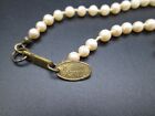 Miriam Haskell Signed Faux Baroque Glass Pearl Gold Tone Knotted Necklace VTG