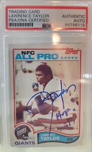Lawrence Taylor 1982 Topps Rookie Signed Auto Autograph PSA Authentic Card