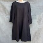 NWT CHICO'S Size 3 I US 16 Short Dress Ponte Embroidered Sleeve Solid Black