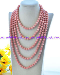 8mm Natural Pink Rhodochrosite Round Gemstone Beads Necklace 36-100 Inch