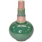 Vintage 1924-28 Roseville Pottery Futura 384-8 Green Pink Ball Vase