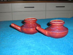 Baraka Handcrafted Durable Swirly Red/ Brown Color Ceramic Neti Pot