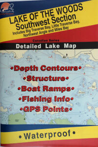 Lake of the Woods Southwest Sect. Detailed Fishing Map (Canada) Waterproof #Q273