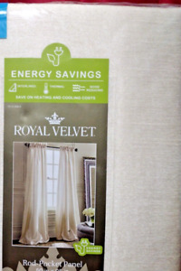 Royal Velvet, Rod Pocket Back Tab Panel Plaza Interlined, IVORY Beige, 50